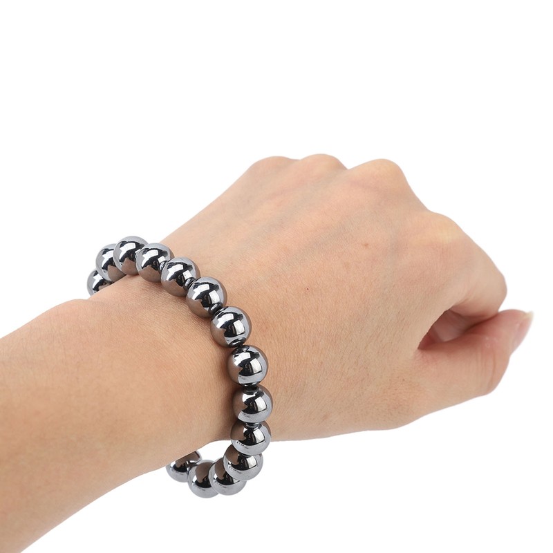 10mm Round Terahertz Beads Bracelet Energy Stone Elastic Flexible Stylish