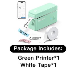 Portable Mini Sticker Printer, Polono P31S Wireless Mini Sticker Printer with Tape, for Study Notes, Barcode,Memos, Fillers, Mother‘s Day Gift:_Green + 1 Roll