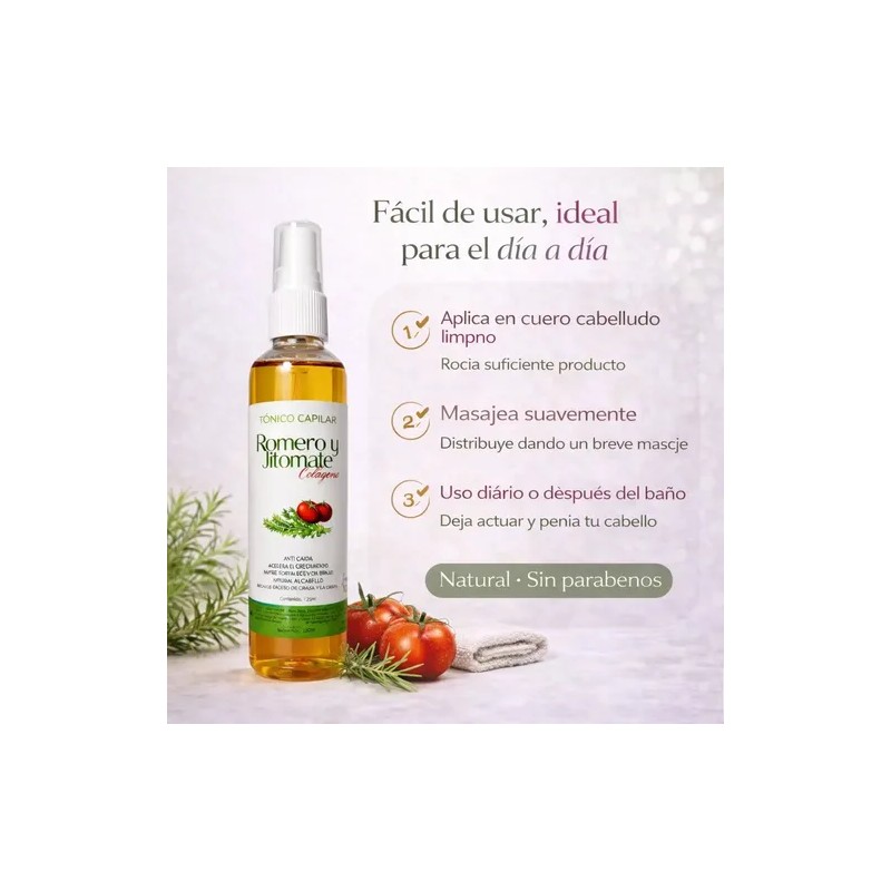 Tónico Capilar Romero Jitomate Colágeno 125ml Anticaida