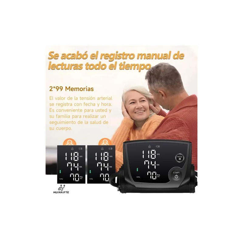 Tensiómetro Digital Con Usb, En Español, Color Negro Brazo Negro