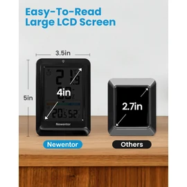 Newentor Indoor Outdoor Thermometer Wireless, Outside Inside Thermometers with Comfort Indicator, 4in Remote Temperature Monitor Hygrometer, Weather Station for Home Patio, Black with 2 Sensors
