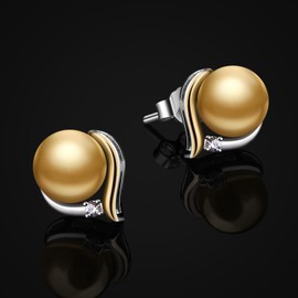 Jewlldeen Pearl Stud Earrings for Women 925 Sterling Silver Gold Shell Pearls Jewelry for Women