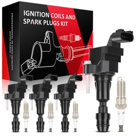 SCITOO Ignition Coil Coils & Iridium Spark Plugs fit for Chevy for GMC Pontiac for Saturn Malibu HHR Cobalt Equinox Terrain G6 2.4L 2.2L 2.0L UF491 4 ignition coils for 4 iridium Spark Plugs