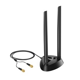 6dBi WiFi Antenna RP-SMA Male Triple-Band 2.4GHz/5GHz/6GHz Magnetic Base High Gain Omnidirectional Coverage for 5/6/6E/7 WiFi Card/Router and IoT Devices (Cable 1.5m)