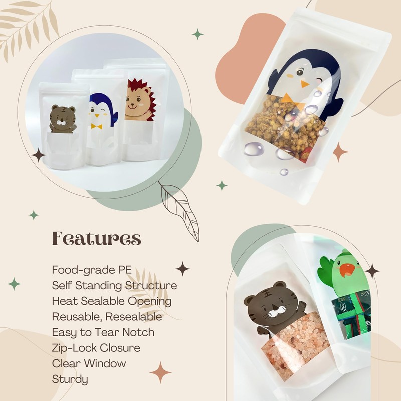 Cute Animal Goodies Bags | Reusable Stand Up Pouch with