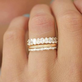 Gold Stackable Rings for Women Trendy Cubic Zirconia Thumb Ring Set Chunky Gold Rings Non Tarnish Wedding Rings for Women Aesthetic Jewelry…