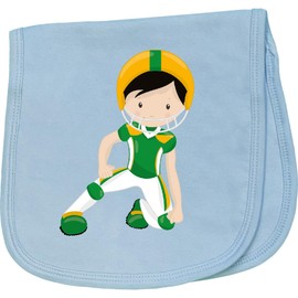 inktastic Rugby, Football, Black Hair, Cute Boy Baby Burp Cloth Light Blue 45fdb