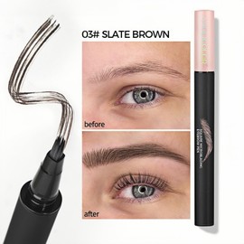 Brown Microblading Eyebrow Pencil, Waterproof Eyebrow Pen, Beauty Brow Pen with Brow-Fection Angled Brush, Natural, Long-Lasting Brow Makeup for Effortless Shaping, Quick-Drying, Smudge-Proof Formula