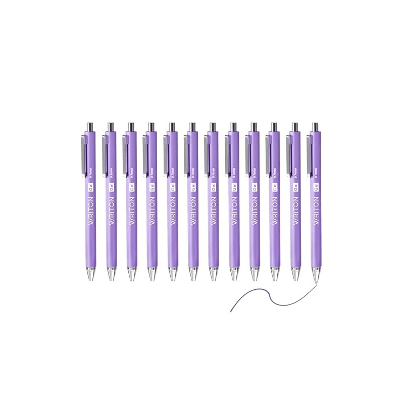 Writon Retractable Gel Pens, Comfort Barrel, 0.7mm Fine Point, Purple