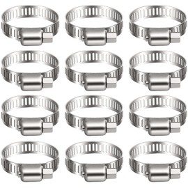 Litensh 13-19mm Stainless Steel Hose Clips, 12PCS Worm Gear Hose Clamps Pipe Clamp, Jubilee Clips Duct Clamp Fuel Line Clamp for Plumbing Automotive Pool Car Pond and Garden