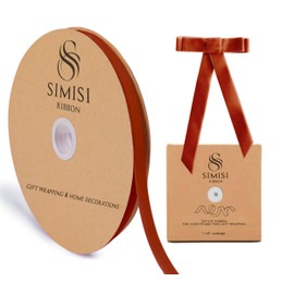 Burnt Orange Velvet Ribbon 3/8'' 25 Yards for Christmas Tree, Gift Wrapping, Flower Bouquet, Wreath Decorations, Bow Making