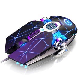 Tioamy Gaming Mouse Wired Game Mice USB Silent Optical Mouse 3200DPI RGB Colorful Gradient Backlit 7 Buttons for Desktop Laptop Computer Gamer PC Windows Mac
