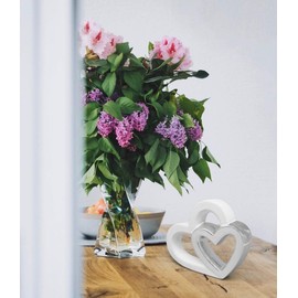 FeinKnick Stylish Heart for Decoration – Decorative Ceramic Figure in Heart Shape 16 cm – Modern Decorative Heart White & Silver – Ceramic Heart as Deco – Hearts Suitable as a Gift