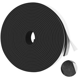 20Ft Foam Tape Self Adhesive Foam Seal Strip 1In x 1/8In x 20Ft Each Roll Weatherstrip High Resilience Weather Stripping Door Foam Seal for Door Soundproofing, Window Insulation (1 Roll, Black)