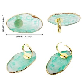 Honbay 4PCS Resin Marble Nail Art Palette Rings Gel Polish Mixing Trays DIY Color Plates Nail Art Polish Holder with Adjustable Finger Ring for Nail Art