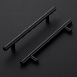 Ravinte 10 Pack Kitchen Cupboard Handles Black Cupboard Handles 128mm Hole Center T Bar Kitchen Handles Pulls for Cabinets and Drawers