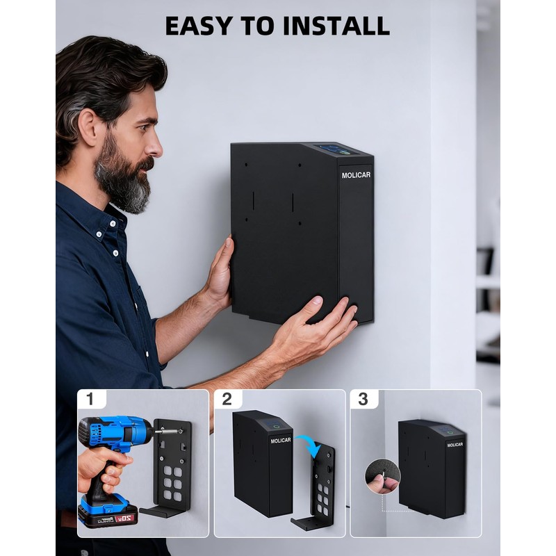 Biometric Gun Safe for Handgun Fingerprint 3 Ways Quick Access