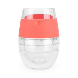 HOST Wine Freeze Cooling Cup, Set of 1, Double Wall Insulated Freezable Drink Chilling Tumbler with Freezing Gel, Glasses for Red and White Wine, 8.5 oz, Coral
