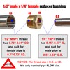 ZOUNI 2pcs Brass Reducer Hex Bushing, 1/2" NPT Male to