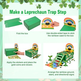 SWIMEE St Patrick's Day Trap Kit DIY Catch a Leprechauns Trap Kit Supplies St Patrick's Day Party Decoration Leprechaun Trap Craft Kit Box Stickers for Kids Classroom Activity Shamrock Party Supplies