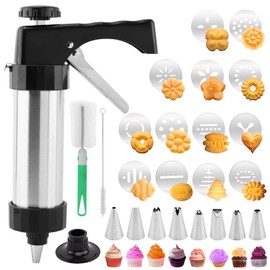 Cookie Press Kit, Spray Press with 13 Discs & 8 Piping Tips, for Baking & Decorating, Perfect for DIY Cookies, Cakes, and Desserts