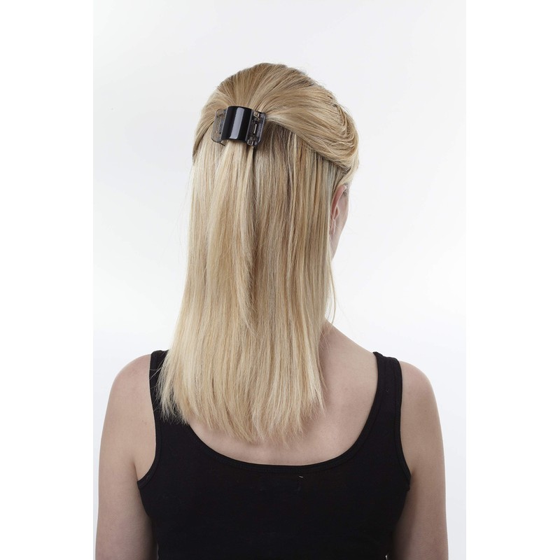 Linziclip Hair Jawclip Midi Black Solid Bundle, 2-Pack