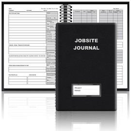 chiazllta Jobsite Journal 7x10 Inch Construction Daily Log 6 Month Undated Daily Log Record Construction Planner with PU Leather Cover Work Project Management Notebook 180 Days - 368 Pages