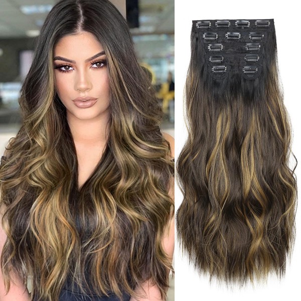 MNMNM 6 x Clip-In Extensions, 50 cm, Wavy Wavy Hair