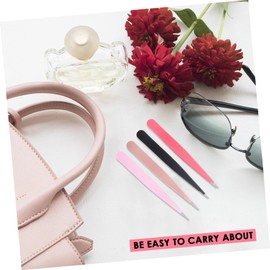 IWOWHERO 4pcs Eyebrow Clamps Ergonomic Stainless Steel Tweezers for Precise Hair Removal Makeup Tool for Women The Go