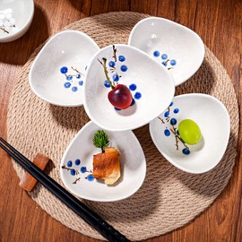 Whitenesser Dipping Sauce Bowls Set of 5, Asian Small Sauce Bowls, Japanese Soy Sauce Dish Cups for Soy Sushi (Blue)