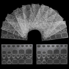 Yatinkim 12 Sheets 288 PCS Toenails Glue Stickers Press on Toe Nails Sticky Adhesive Tabs Fake Stick on Toenail No Glue Adhesive Tab Jelly Double-Sided Transparent Manicure Supplies