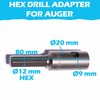 Auger adapter for drill: hexagon socket (HEX) 12mm for digging