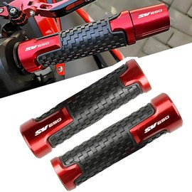 2 x Motorcycle Handlebar Grips 22 mm 7/8 Inch Grip Rubber for Suzuki SV650 SV 650 SV650S SV650X SV650A Burgman 650 400 AN125 AN200 V-Strom 650 DL1000 (Red)