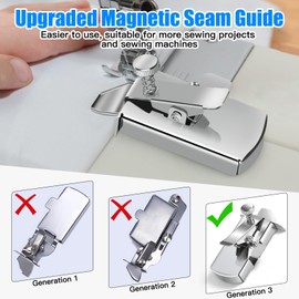 TOOVREN Upgraded Magnetic Seam Guide for Sewing Machine, Magnetic Seam Guide with Clip, Universal Seam Guide, Hemmer Guide, Multifunctional Hem Guide for Sewing Machine, Sewing Supplie Accessories