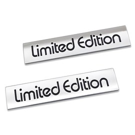 Pair Set Limited Edition Sticker Emblem 3D Badge Decal Car Rear Trunk Accessories (Silver Black)