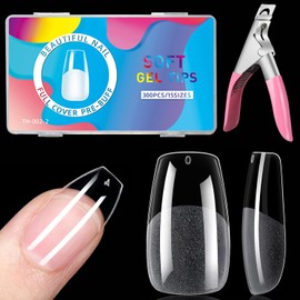 MUSILAN Coffin Nail Tips - 300PCS Coffin False Nail Tips Pre-shaped Half Matte Full Cover False Nails Gel Nail Tips No Filed Acrylic False Nail Press On Nails for Nail Extension Nail Art DIY Salon,15 Sizes