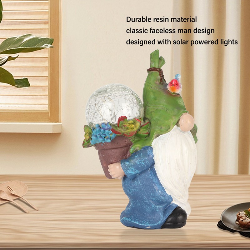 Faceless Doll Statue Exquisite Solar Powered Light Bright Colors Durable