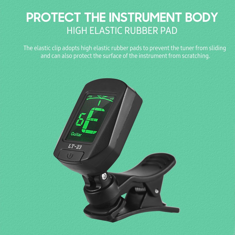 Guitar Tuner Clip-On Tuner Digital Mini Electronic Tuner with LCD