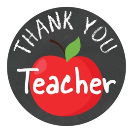 Thank You Teacher Round Stickers - Teacher Appreciation - 40 Labels