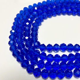 CrzBeadss 513Pcs Briolette Glass Crystal Beads for Jewelry Making, 6MM Rondelle Faceted Crystal Beads Bulk for Bracelets, Glass Spacer Beads for Crafts Necklace Earring Wine Charms Suncatchers, Blue