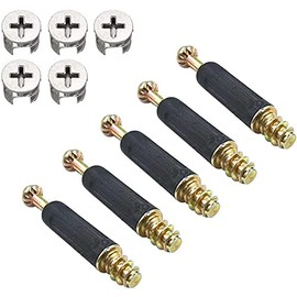 Bestgle 50 Sets Furniture Connecting Cam Lock Fittings with Dowel Cam Lock Connectors Furniture Fastener Screws Nut for Wardrobe and Cabinet