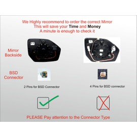 EAP Driver Side Mirror Glass Compatible with Hyundai Palisade 2022-2025, Heated with Blind Spot, Without Auto Dimming, 87621S8200 87621S8220