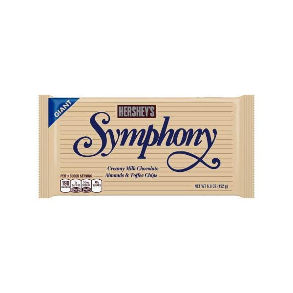 Hershey's Symphony Creamy Milk Chocolate Almonds & Toffee Chips, 6.8-Ounce Bars (Pack of 6)