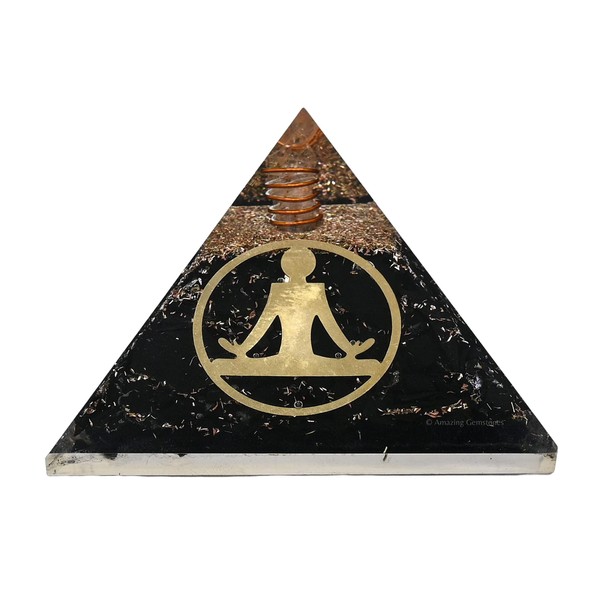 Large Orgone Pyramid | Black Tourmaline Pyramid Crystal | Yoga Buddha Orgonite Pyramid | Organ Pyramids Positive Energy Healing