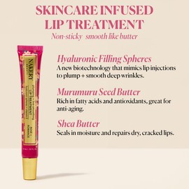 Nakery Plumping Lip Treatment for Dry Cracked Lips - Line Smoothing Lip Plumper for Women with Hyaluronic Acid Serum for Lips - Non Sticky Lip Gloss Plumper for Petal Soft Lips - Rose & Romance