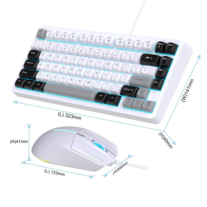 Snpurdiri Wired Keyboard and Mouse Combo,81 Keys Compact Mechanical Keyboard,Retro