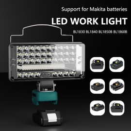 Light LED Work Light Flashlight with USB and Type-C Dual Ports Hand-held Spotlight, Rotating Head，Suitable for Makita 18v Battery(MT59D)