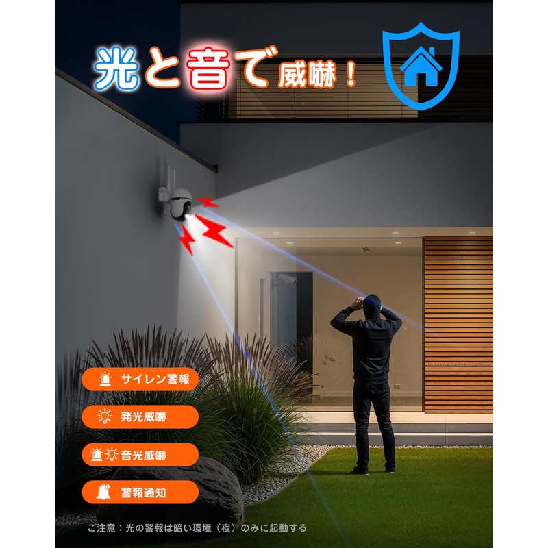 YESKAMOO Security Camera, Outdoor, Wireless, 360° Omnidirectional Surveillance, 355° Left/Right