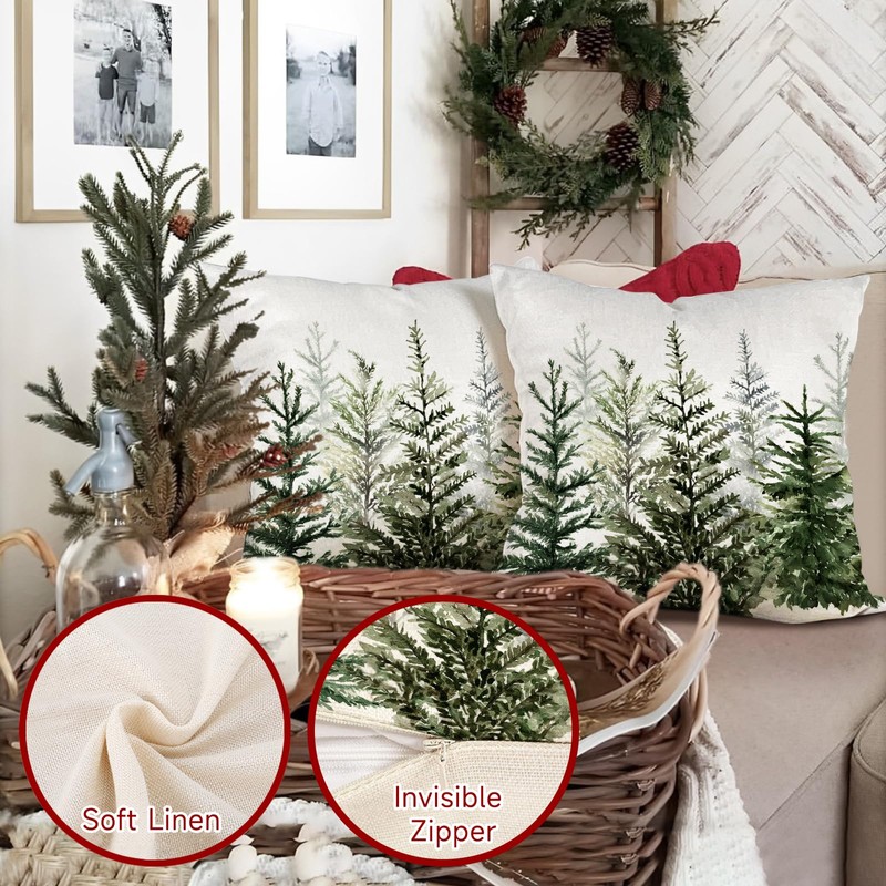 ZWJD Christmas Linen Cushion Covers 2-Pack 50x50cm - Home Decor