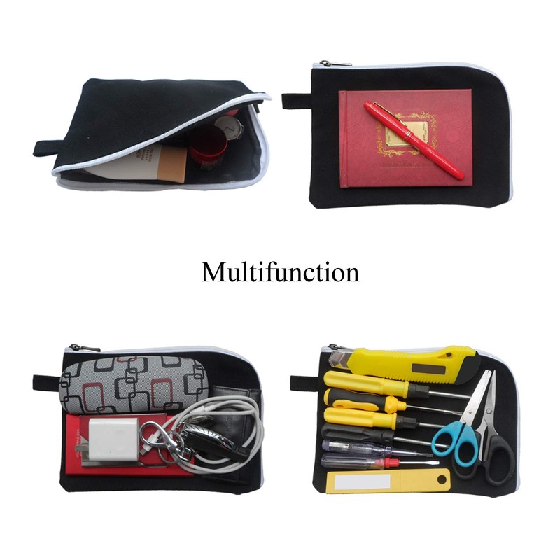Enyuwlcm 16oz Canvas Zipper Bag Small Makeup Pouch Flat Pencil
